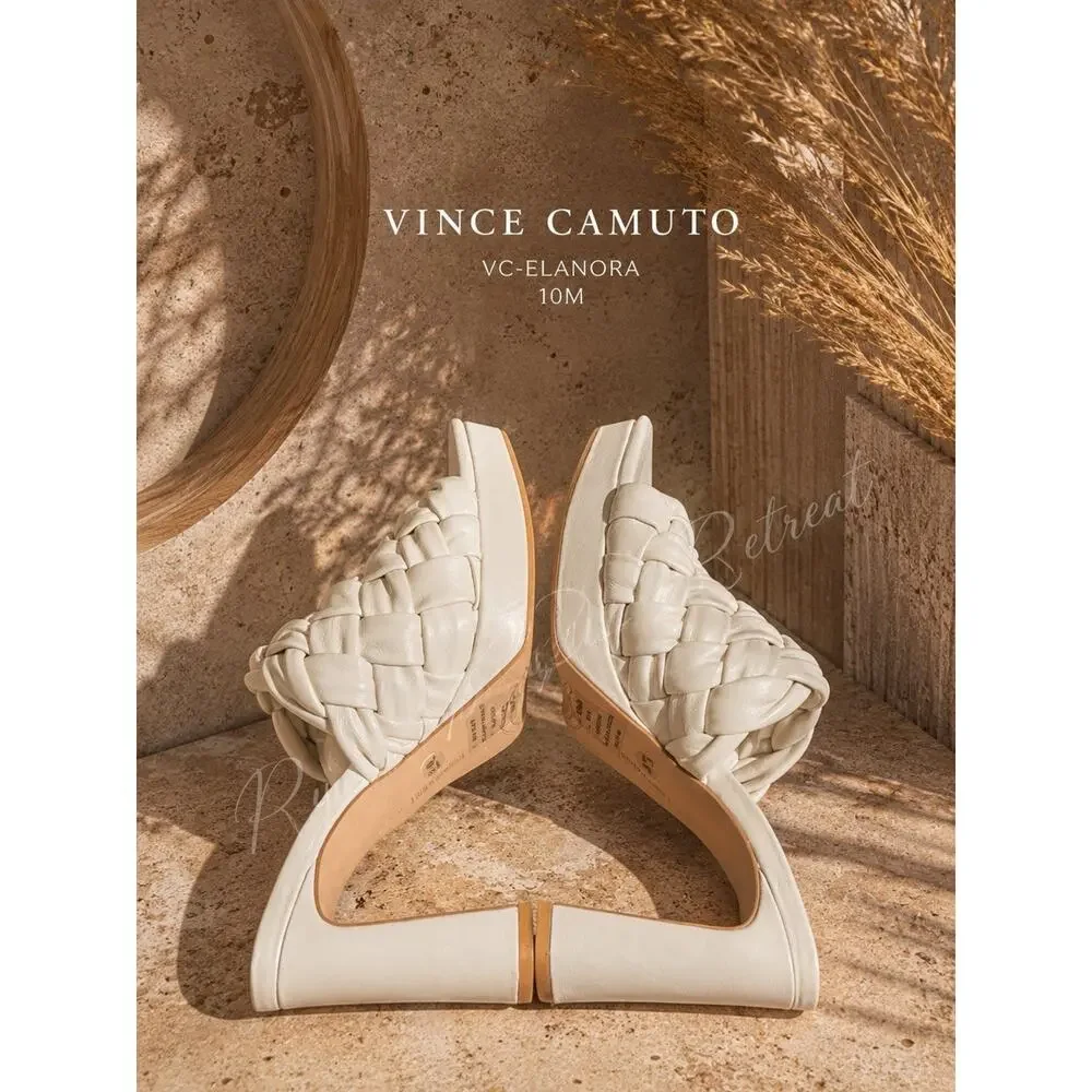 Vince Camuto - New Elanora Woven Leather Block Heel Mule Cream size 10 NWOB DK